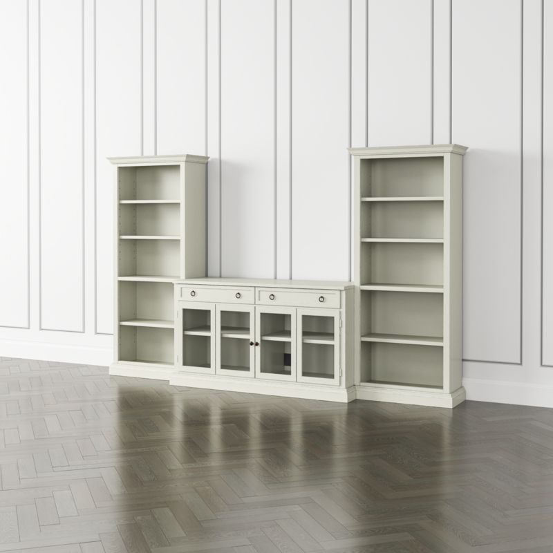 Cameo Vamelie 3-Piece Glass Door Entertainment Center with Open Bookcases