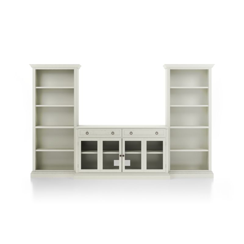 Cameo Vamelie 3-Piece Glass Door Entertainment Center with Open Bookcases