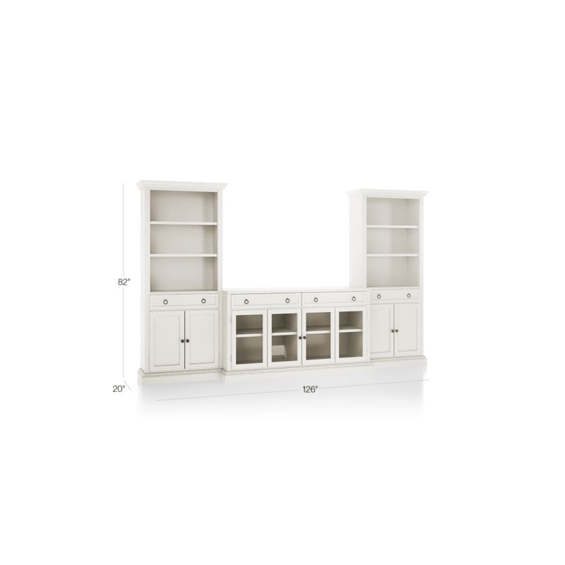 Cameo Dama 3-Piece Glass Door Entertainment Center with Storage Bookcases