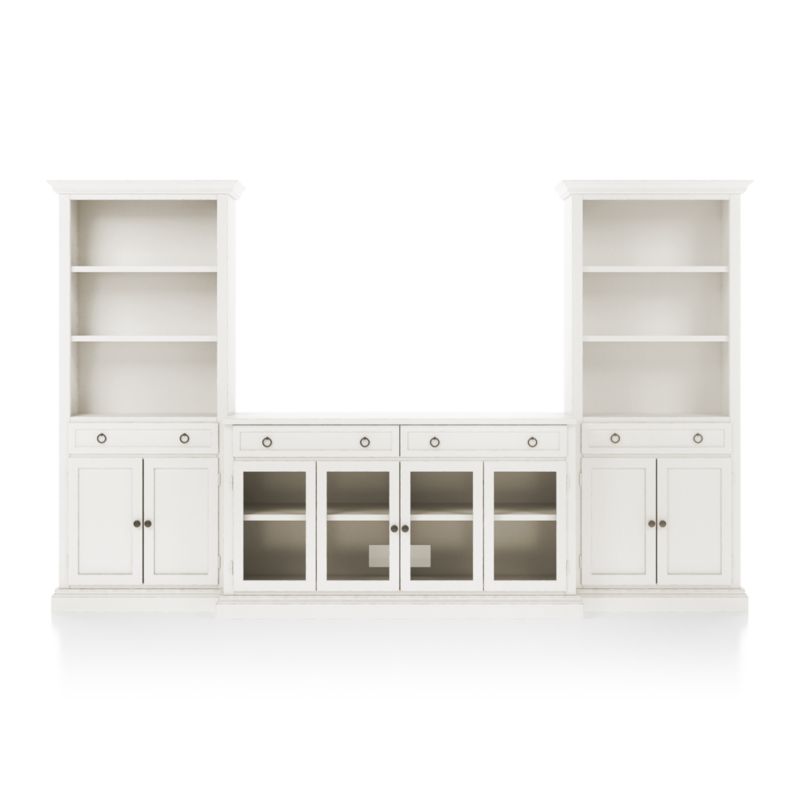 Cameo Dama 3-Piece Glass Door Entertainment Center with Storage Bookcases