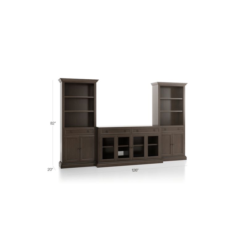 Cameo Pinot Lancaster 3-Piece Glass Door Entertainment Center with Storage Bookcases