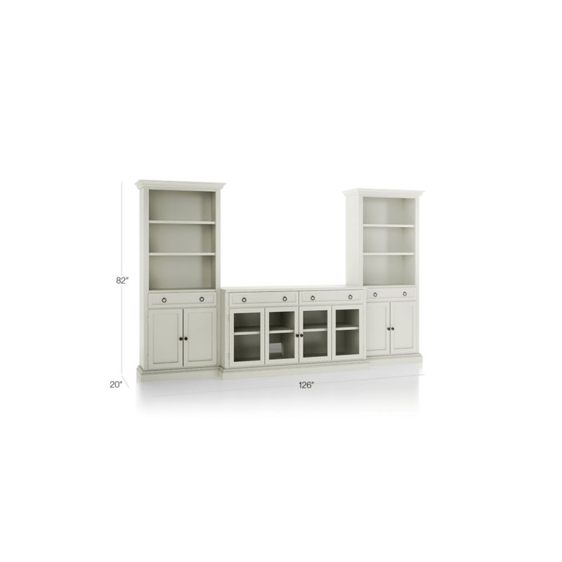 Cameo Vamelie 3-Piece Glass Door Entertainment Center with Storage Bookcases