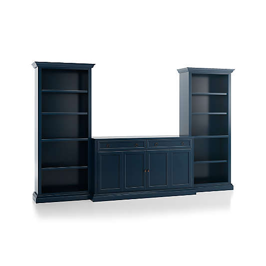 Cameo Indigo 3-Piece Entertainment Center with Open Bookcases