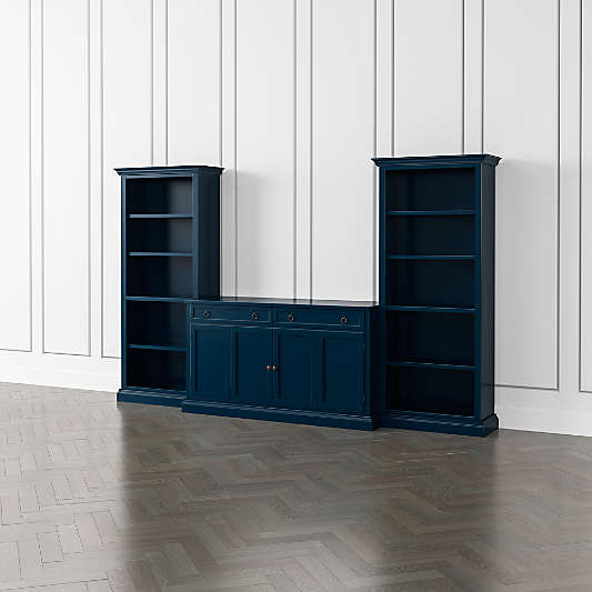 Cameo Indigo 3-Piece Entertainment Center with Open Bookcases