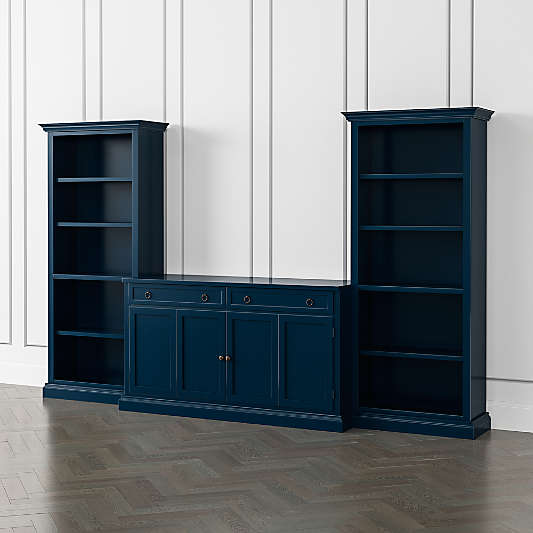 Cameo Indigo 3-Piece Entertainment Center with Open Bookcases