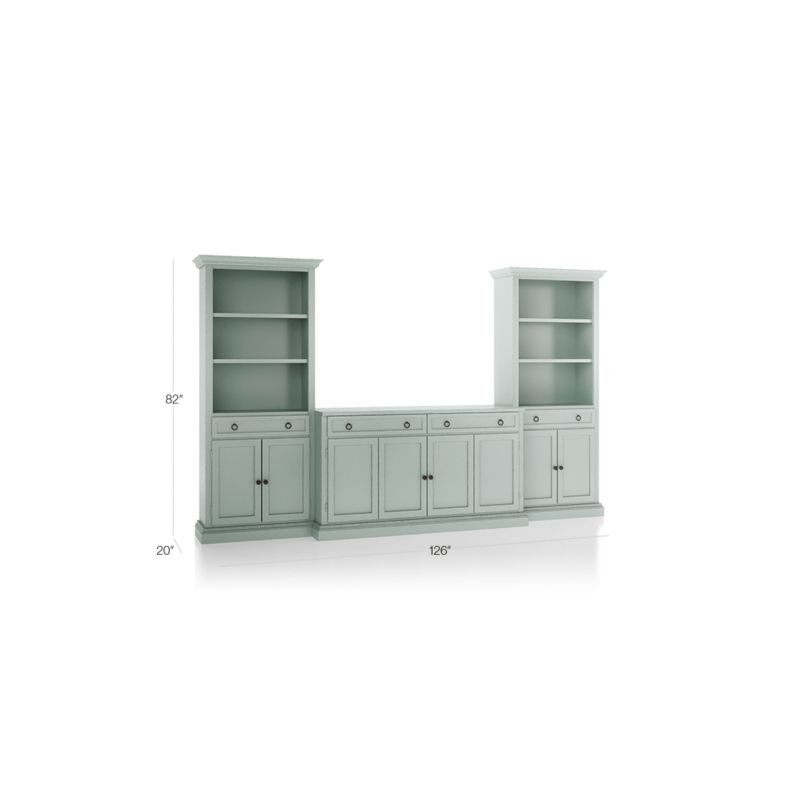 Cameo Blue Grey 3-Piece Entertainment Center with Storage Bookcases