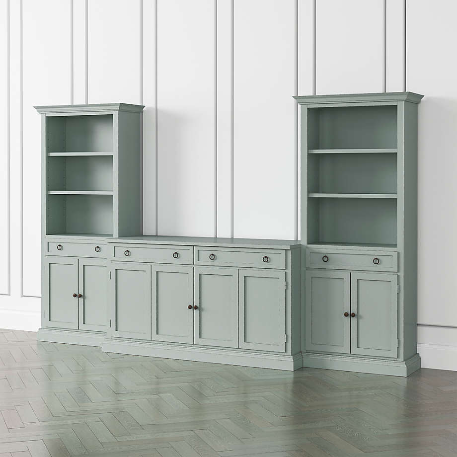 Cameo Blue Grey 3Piece Entertainment Center with Storage Bookcases Crate & Barrel Canada