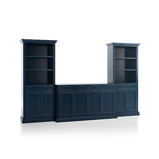 Cameo Indigo 3-Piece Entertainment Center with Storage Bookcases