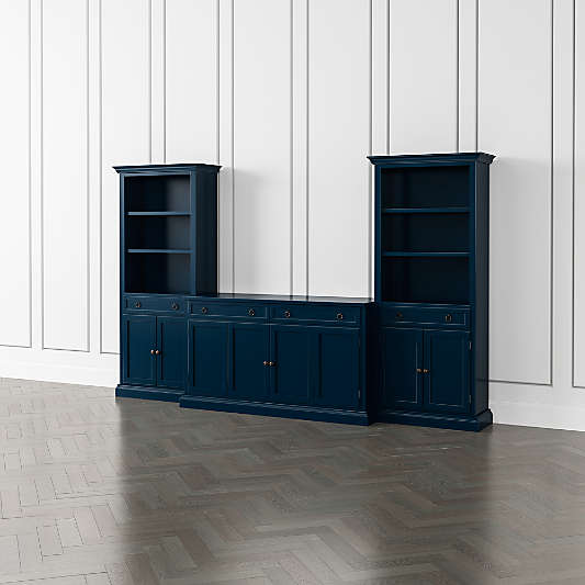 Cameo Indigo 3-Piece Entertainment Center with Storage Bookcases