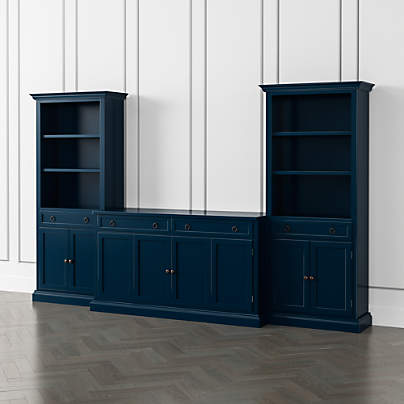 Cameo Indigo 3-Piece Entertainment Center with Storage Bookcases