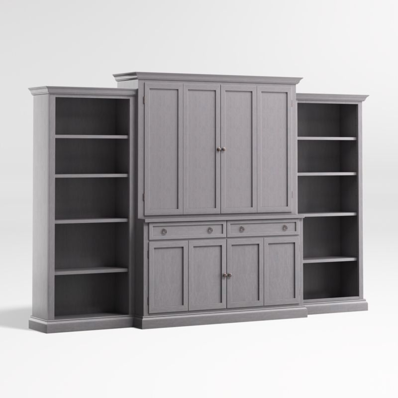 Cameo Dove Grey -Piece Entertainment Center with Open Bookcases