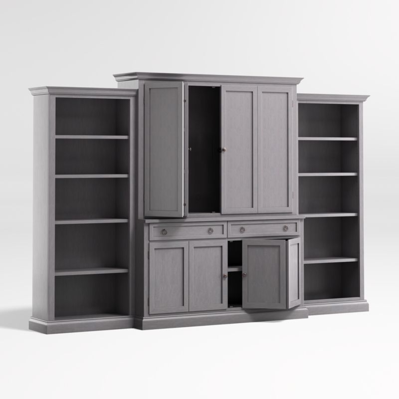 Cameo Dove Grey -Piece Entertainment Center with Open Bookcases