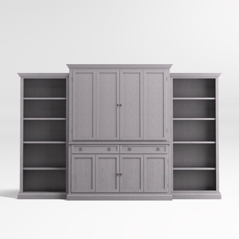 Cameo Dove Grey -Piece Entertainment Center with Open Bookcases