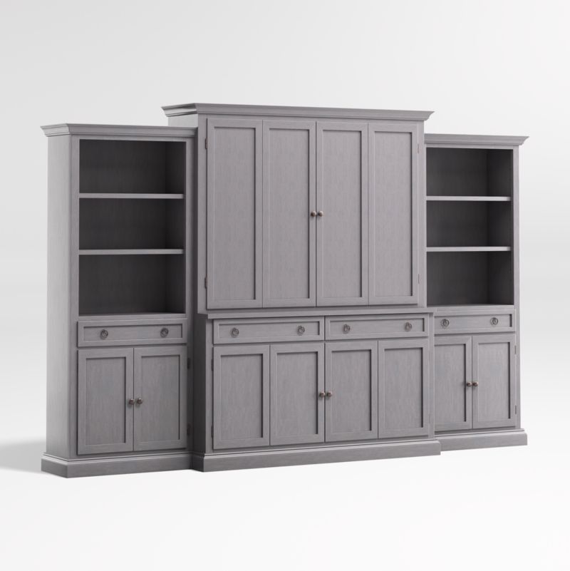 Cameo Dove Grey 4-Piece Entertainment Center with Storage Bookcases