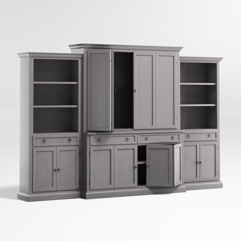 Cameo Dove Grey 4-Piece Entertainment Center with Storage Bookcases