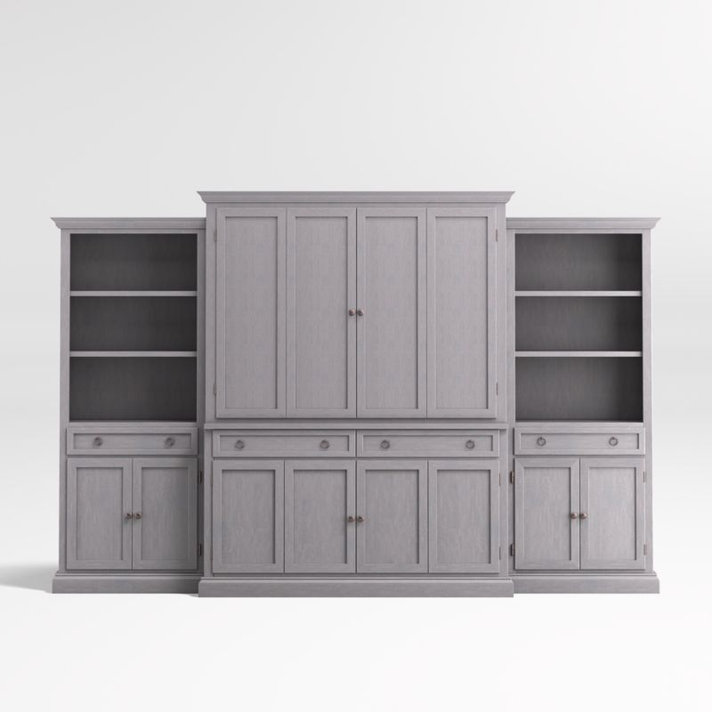 Cameo Dove Grey 4-Piece Entertainment Center with Storage Bookcases
