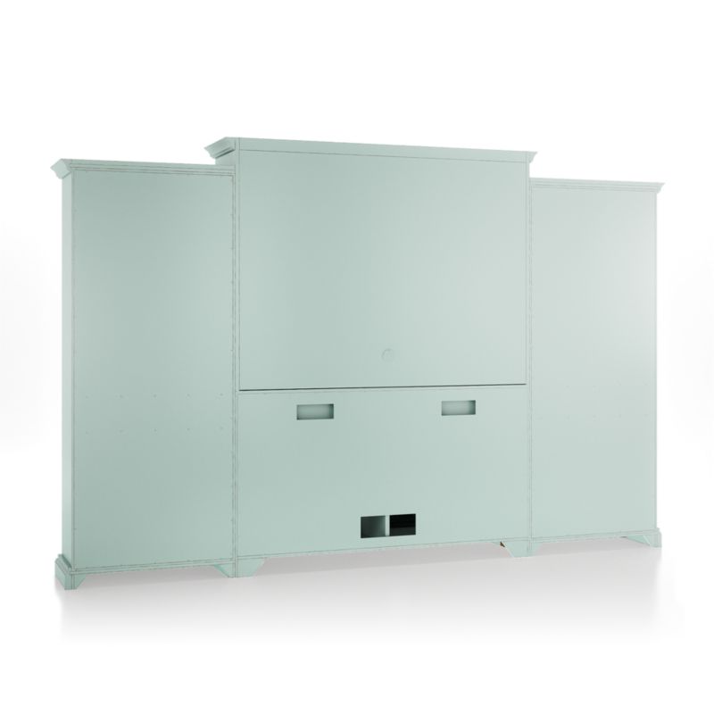 Cameo Blue Grey 4-Piece Glass Door Wall Unit with Open Bookcase