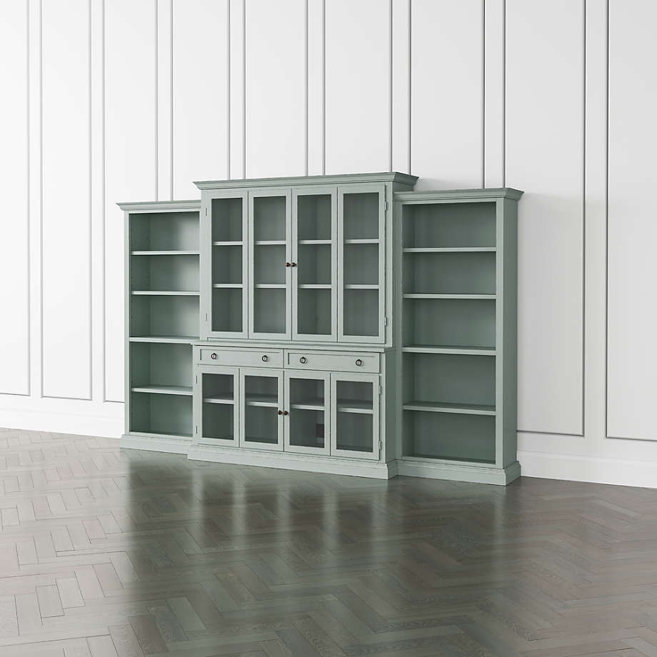 Blue Bookcase With Glass Doors