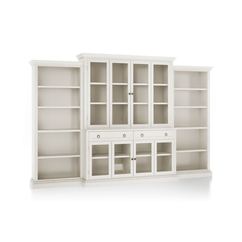 Cameo Dama 4-Piece Glass Door Wall Unit with Open Bookcase