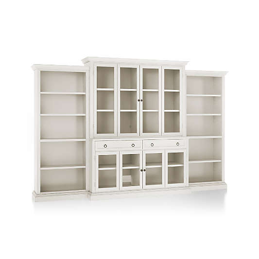 Cameo Dama 4-Piece Glass Door Wall Unit with Open Bookcase