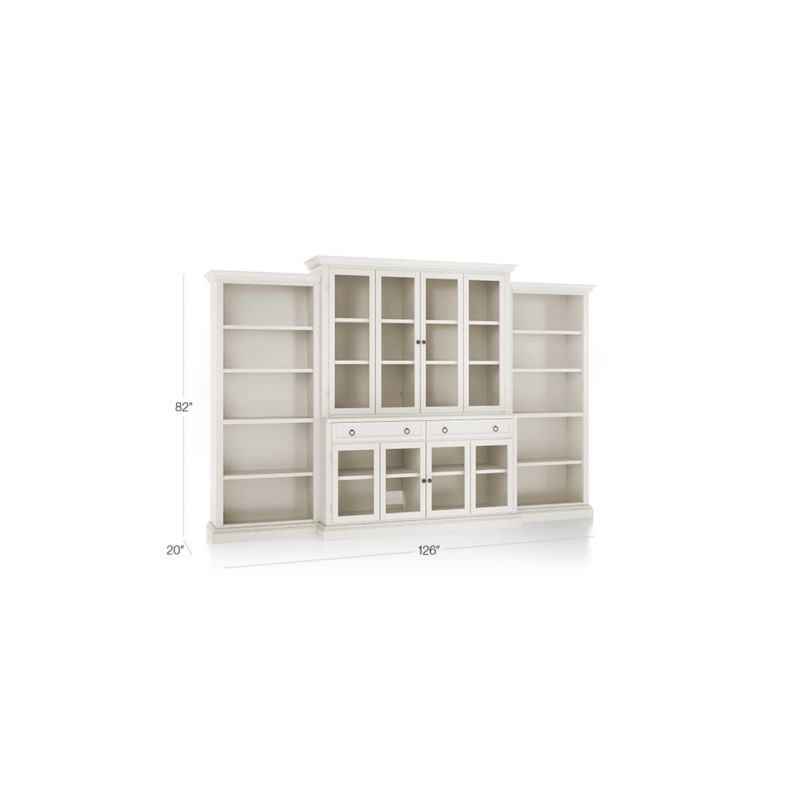 Cameo Dama 4-Piece Glass Door Wall Unit with Open Bookcase