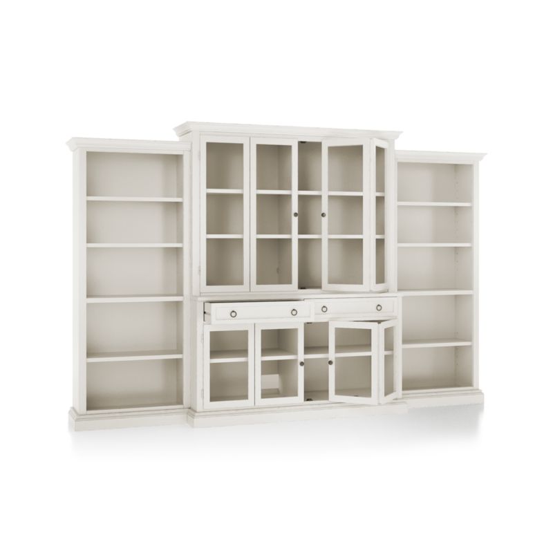 Cameo Dama 4-Piece Glass Door Wall Unit with Open Bookcase