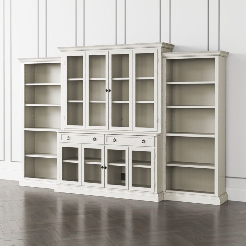 Cameo Dama 4-Piece Glass Door Wall Unit with Open Bookcase