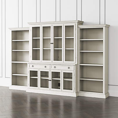 Cameo Dama 4 Piece Glass Door Wall Unit, Open Wall Bookcase