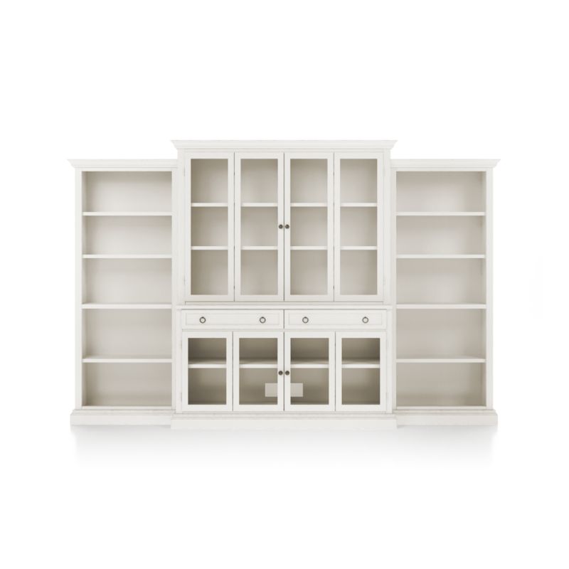 Cameo Dama 4-Piece Glass Door Wall Unit with Open Bookcase