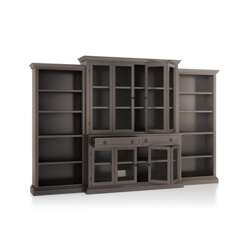 Cameo Grigio 4-Piece Glass Door Wall Unit with Open Bookcase