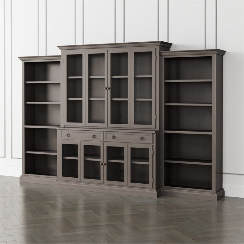 Cameo Grigio 4-Piece Glass Door Wall Unit with Open Bookcase