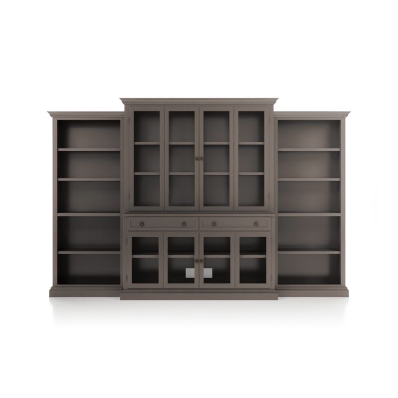 Cameo Grigio 4-Piece Glass Door Wall Unit with Open Bookcase