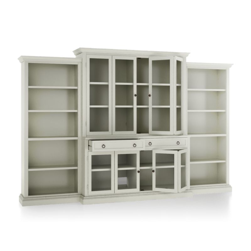 Cameo Vamelie 4-Piece Glass Door Wall Unit with Open Bookcase