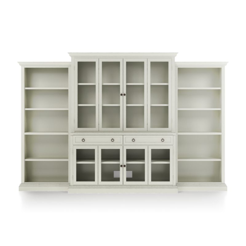 Cameo Vamelie 4-Piece Glass Door Wall Unit with Open Bookcase