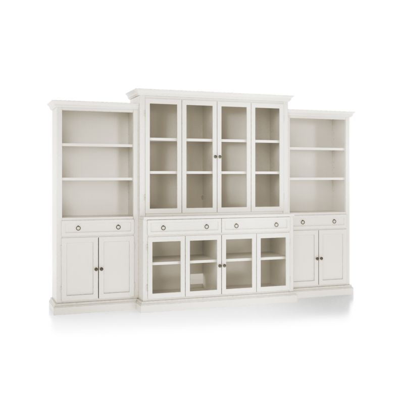 Cameo Dama 4-Piece Glass Door Wall Unit with Storage Bookcase