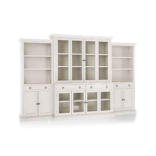 Cameo Dama 4-Piece Glass Door Wall Unit with Storage Bookcase