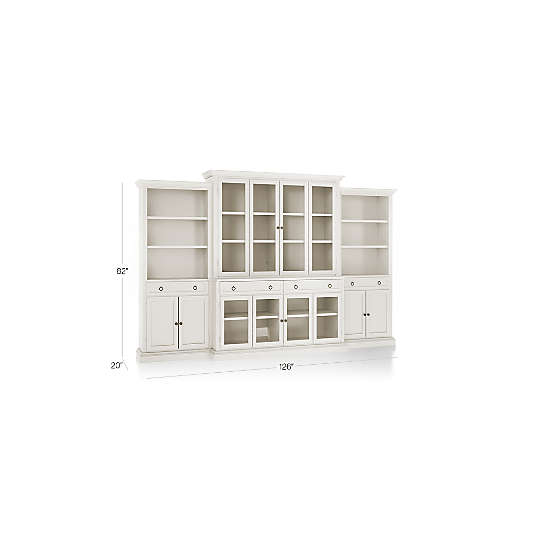 Cameo Dama 4-Piece Glass Door Wall Unit with Storage Bookcase