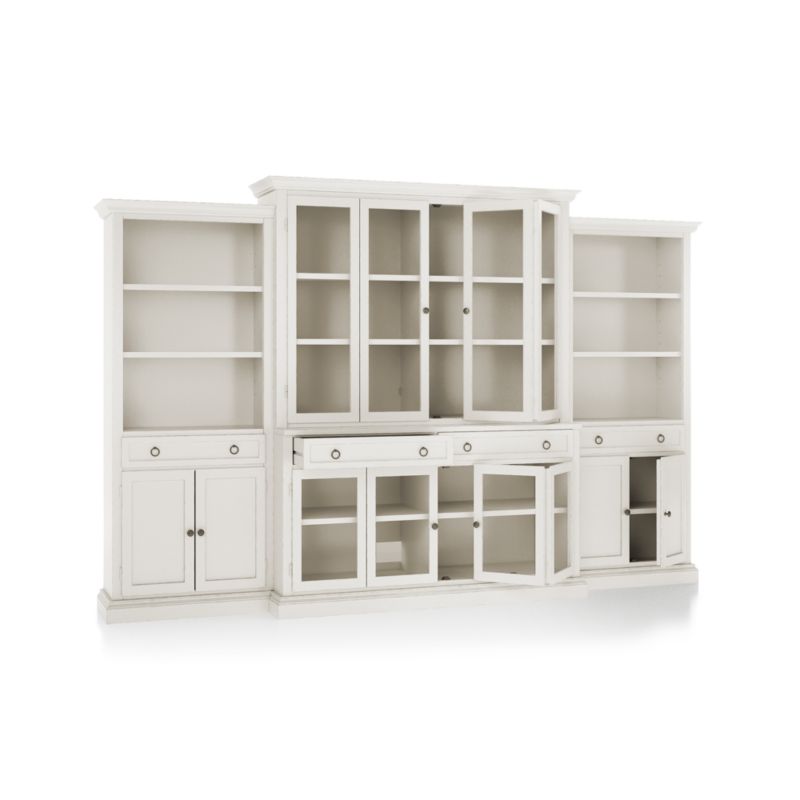 Cameo Dama 4-Piece Glass Door Wall Unit with Storage Bookcase