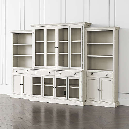 Cameo Dama 4-Piece Glass Door Wall Unit with Storage Bookcase