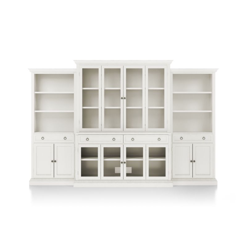 Cameo Dama 4-Piece Glass Door Wall Unit with Storage Bookcase
