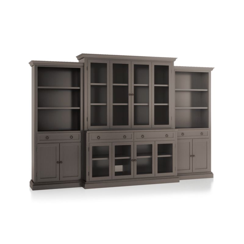 Cameo Grigio 4-Piece Glass Door Wall Unit with Storage Bookcase