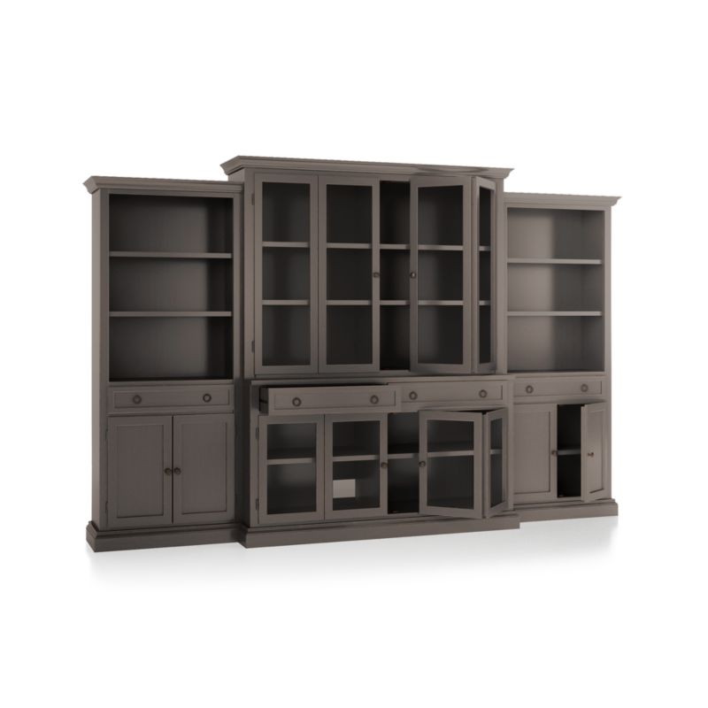 Cameo Grigio 4-Piece Glass Door Wall Unit with Storage Bookcase