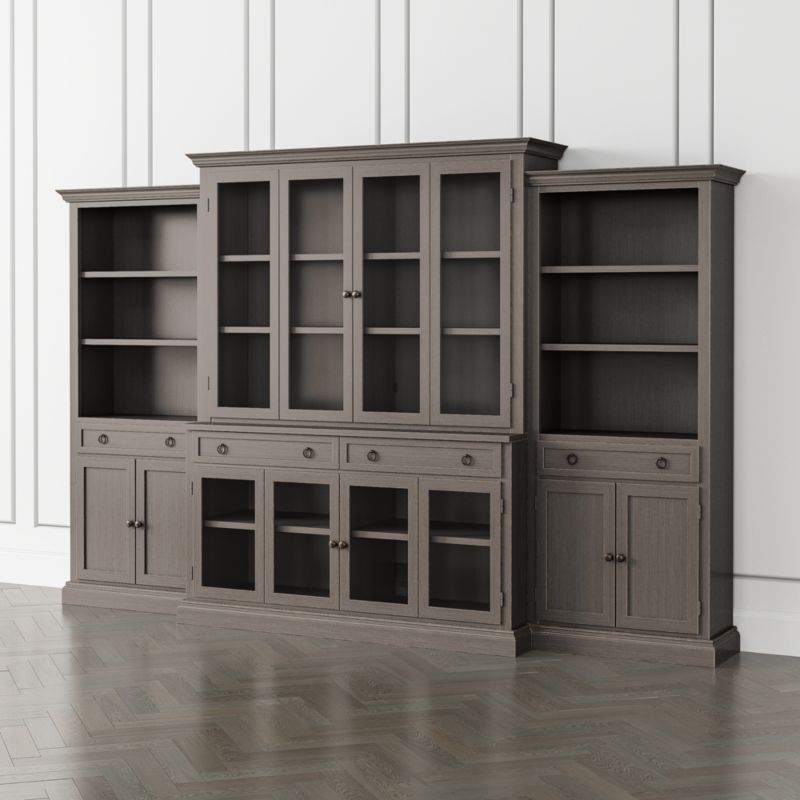 Cameo Grigio 4-Piece Glass Door Wall Unit with Storage Bookcase