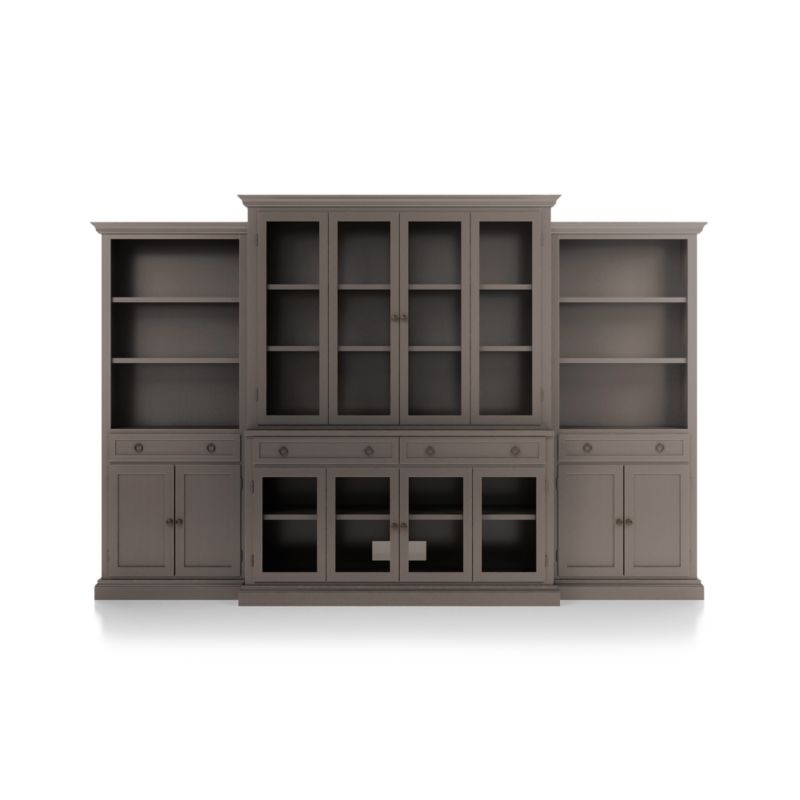 Cameo Grigio 4-Piece Glass Door Wall Unit with Storage Bookcase