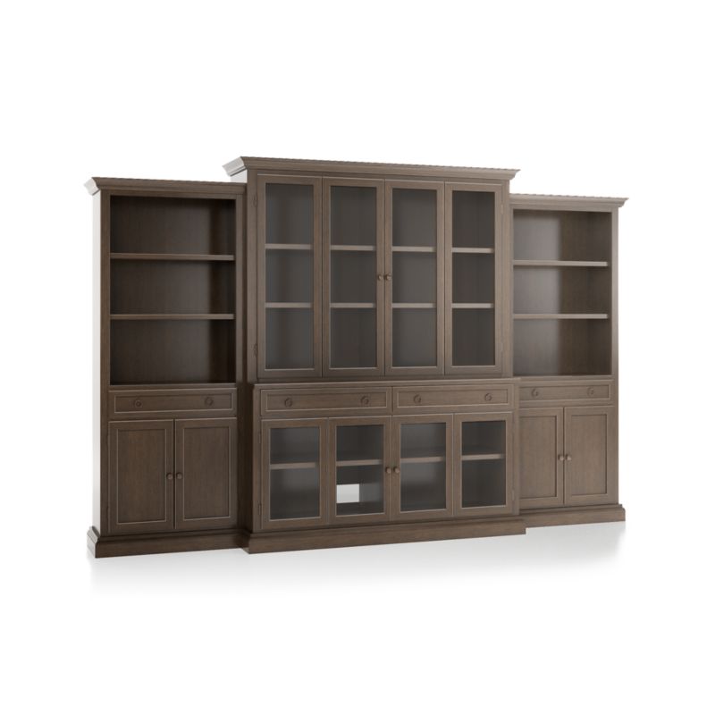 Cameo Pinot Lancaster 4-Piece Glass Door Wall Unit with Storage Bookcase