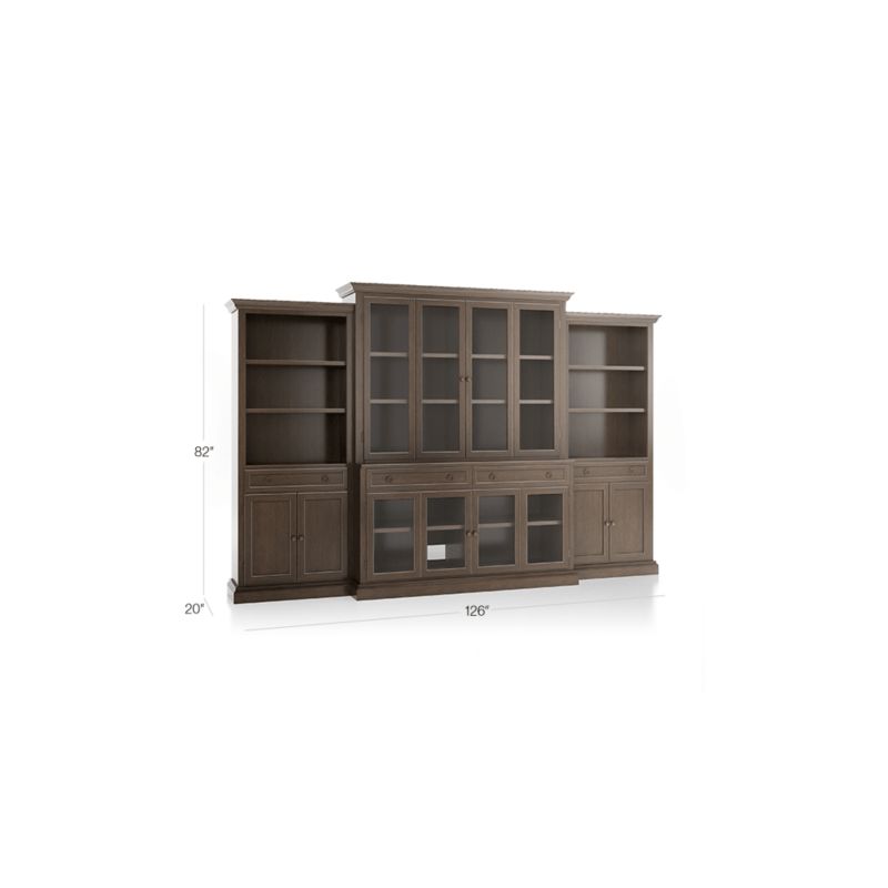 Cameo Pinot Lancaster 4-Piece Glass Door Wall Unit with Storage Bookcase