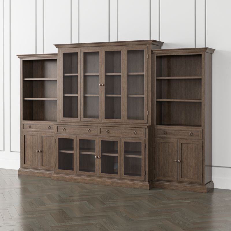 Cameo Pinot Lancaster 4-Piece Glass Door Wall Unit with Storage Bookcase