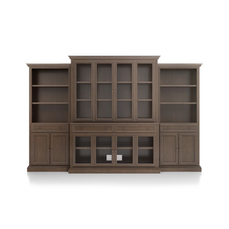 Cameo Pinot Lancaster 4-Piece Glass Door Wall Unit with Storage Bookcase