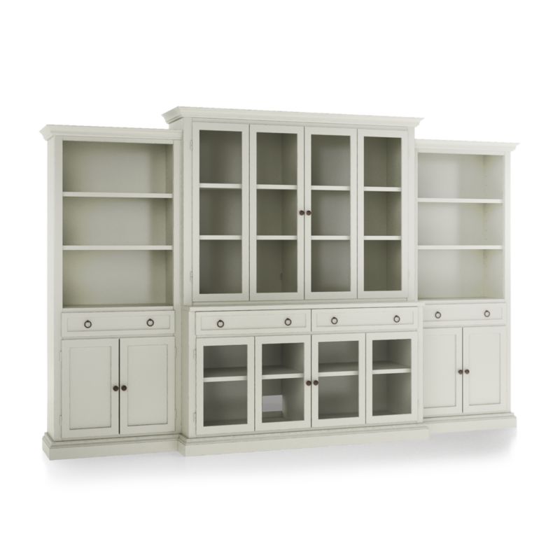 Cameo Vamelie 4-Piece Glass Door Wall Unit with Storage Bookcase