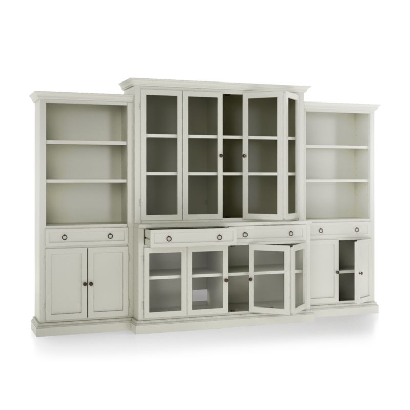 Cameo Vamelie 4-Piece Glass Door Wall Unit with Storage Bookcase